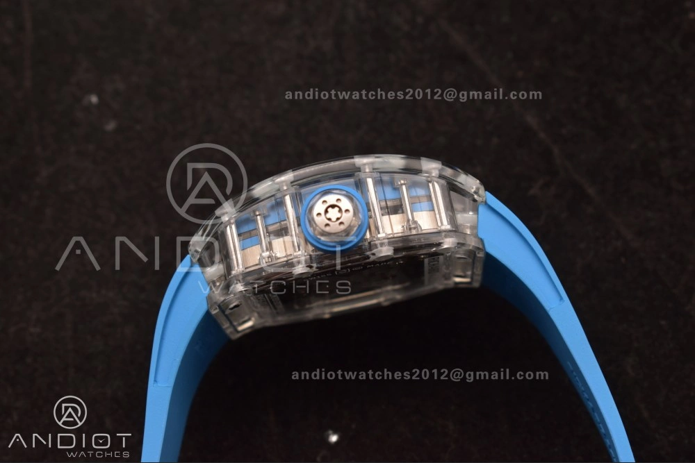 RM56-02 Transparent Tourbillon RMF Best Edition Skeleton Blue Dial on Blue Rubber Strap Durable 1244