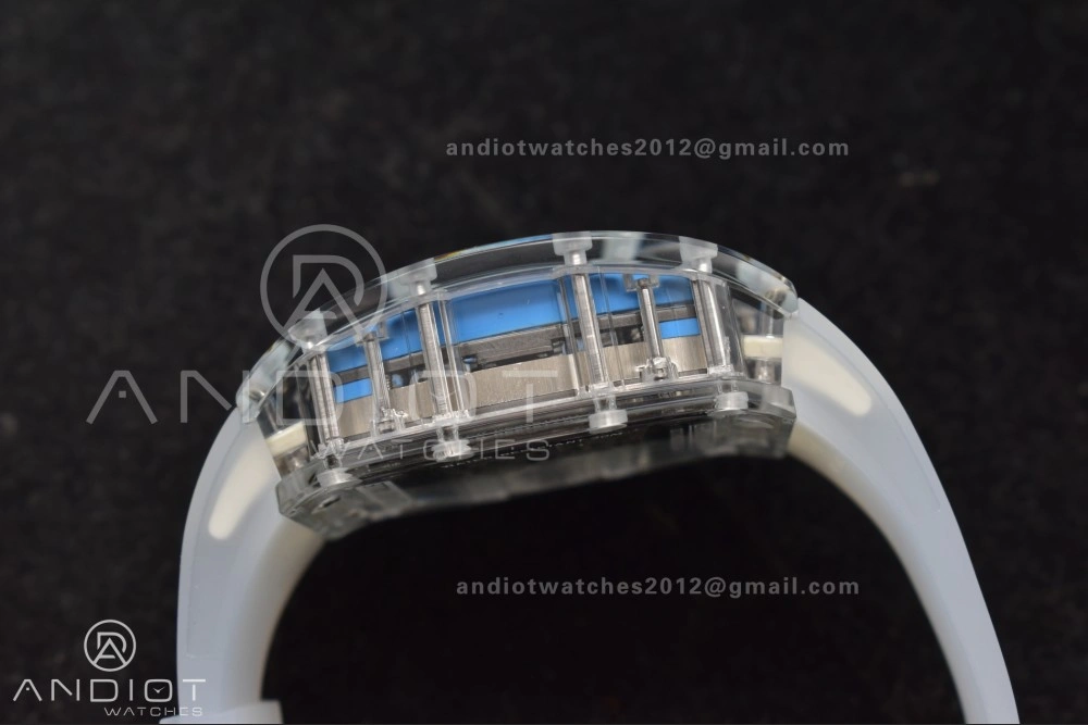 RM56-02 Transparent Tourbillon RMF Best Edition Skeleton Blue Dial on Transparent Rubber Strap Lightweight 1241