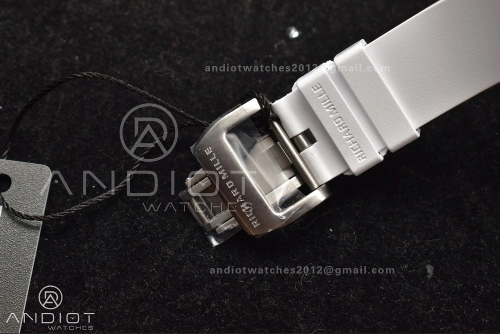 Bold RM56-02 Transparent Tourbillon RMF Best Edition Skeleton Gold Dial on White Rubber Strap 1240