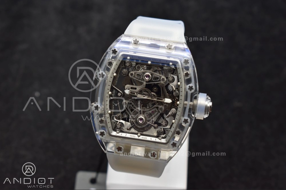 RM56-02 Transparent Tourbillon RMF Best Edition Skeleton White Dial on Transparent Rubber Strap SunProtective 1238