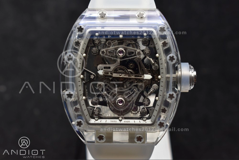 RM56-02 Transparent Tourbillon RMF Best Edition Skeleton White Dial on Transparent Rubber Strap SunProtective 1238