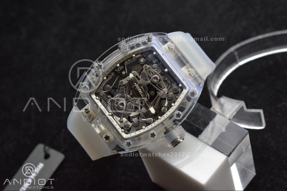 RM56-02 Transparent Tourbillon RMF Best Edition Skeleton White Dial on Transparent Rubber Strap SunProtective 1238