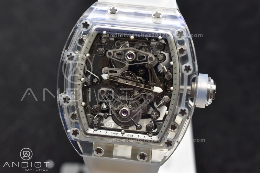 RM56-02 Transparent Tourbillon RMF Best Edition Skeleton White Dial on Transparent Rubber Strap SunProtective 1238