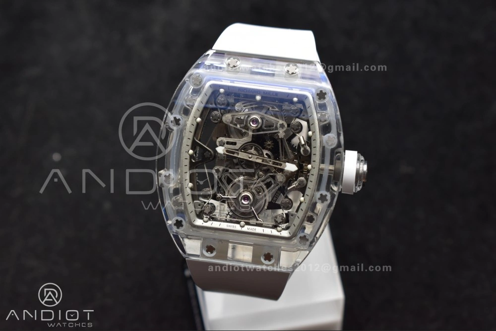 RM56-02 Transparent Tourbillon RMF Best Edition Skeleton White Dial on White Rubber Strap SportInspired 1256