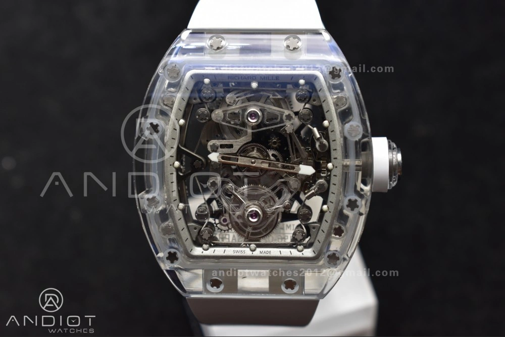 RM56-02 Transparent Tourbillon RMF Best Edition Skeleton White Dial on White Rubber Strap SportInspired 1256