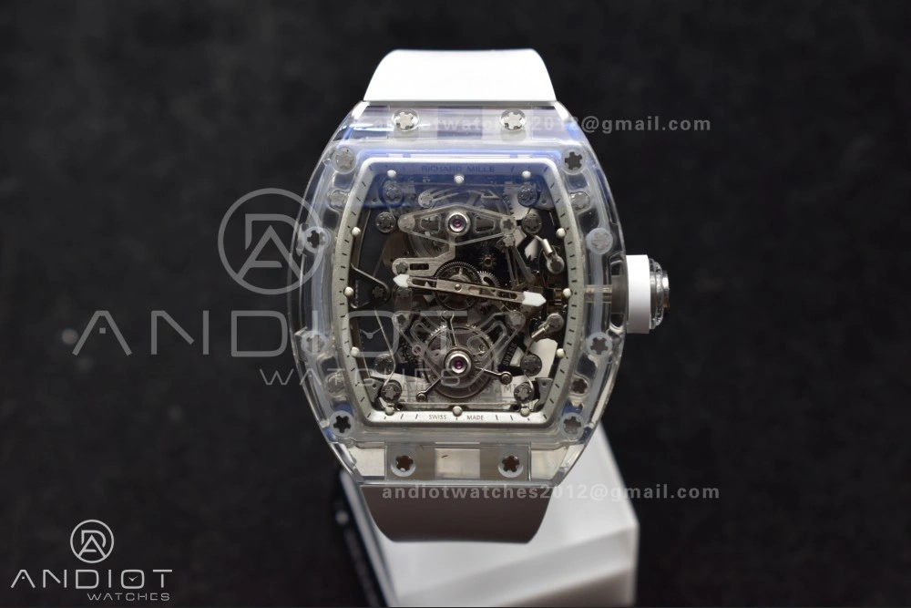 RM56-02 Transparent Tourbillon RMF Best Edition Skeleton White Dial on White Rubber Strap SportInspired 1256