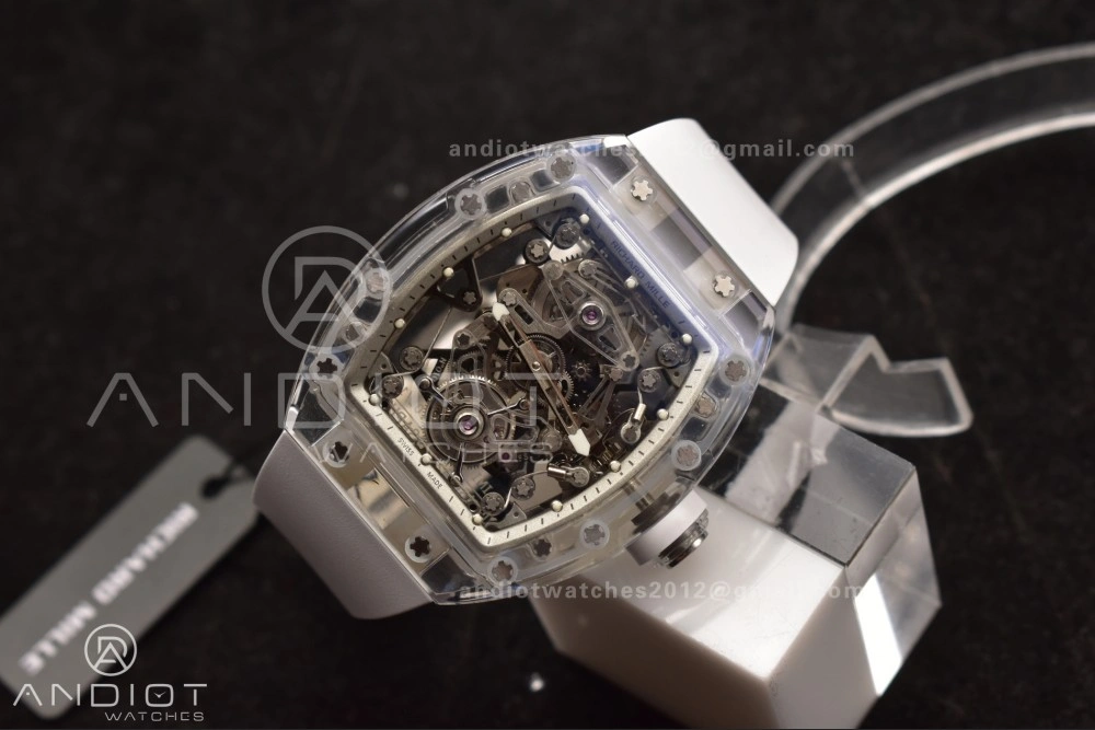 RM56-02 Transparent Tourbillon RMF Best Edition Skeleton White Dial on White Rubber Strap SportInspired 1256
