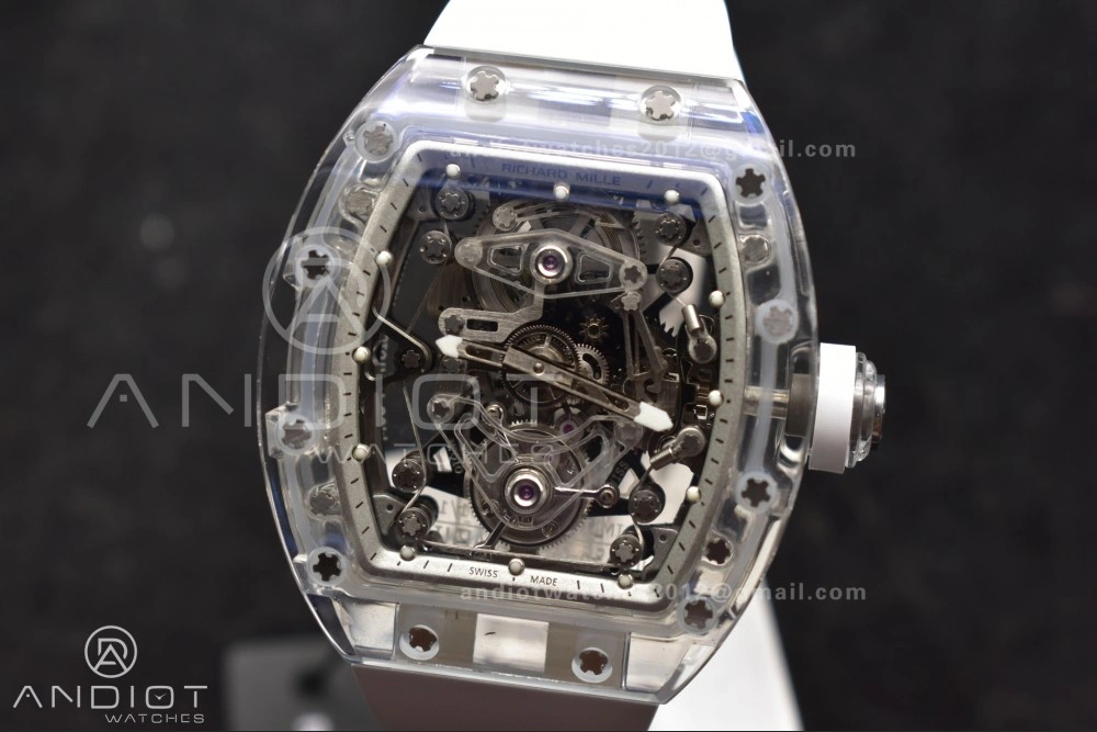 RM56-02 Transparent Tourbillon RMF Best Edition Skeleton White Dial on White Rubber Strap SportInspired 1256