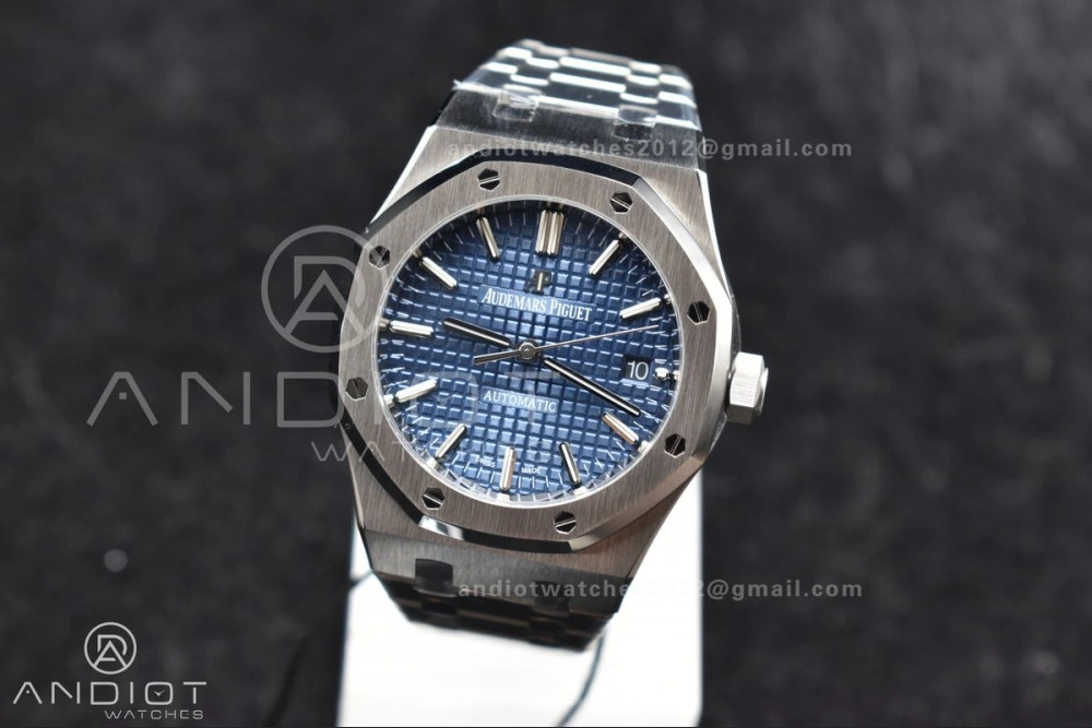 Royal Oak 37mm 15450 SS ZF 1:1 Best Edition Blue Textured Dial on SS Bracelet SA3120 Super Clone Durable 105