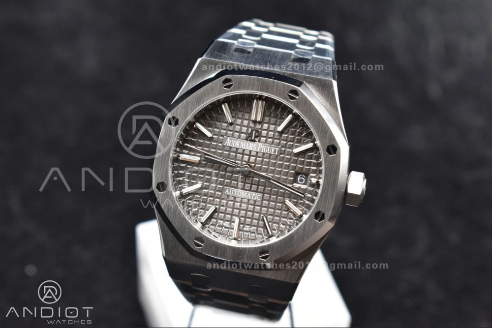 Royal Oak 37mm 15450 SS ZF 1:1 Best Edition Gray Textured Dial on SS Bracelet SA3120 Super Clone Attractive 1030