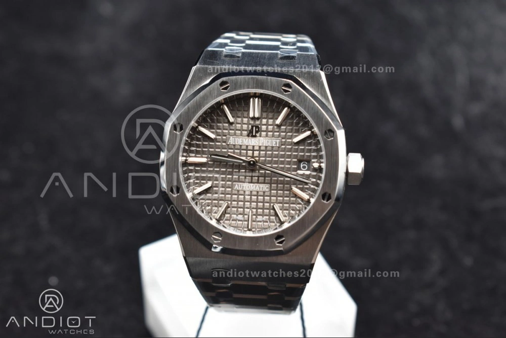 Royal Oak 37mm 15450 SS ZF 1:1 Best Edition Gray Textured Dial on SS Bracelet SA3120 Super Clone Attractive 1030