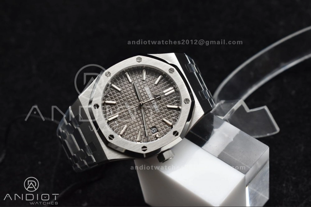 Royal Oak 37mm 15450 SS ZF 1:1 Best Edition Gray Textured Dial on SS Bracelet SA3120 Super Clone Attractive 1030