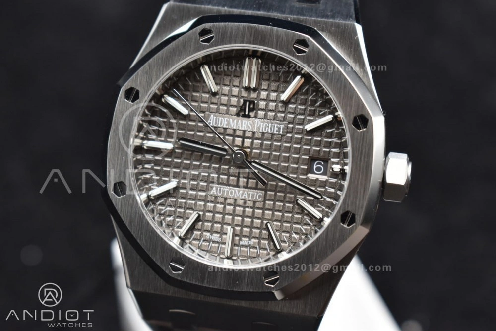 Royal Oak 37mm 15450 SS ZF 1:1 Best Edition Gray Textured Dial on SS Bracelet SA3120 Super Clone Attractive 1030