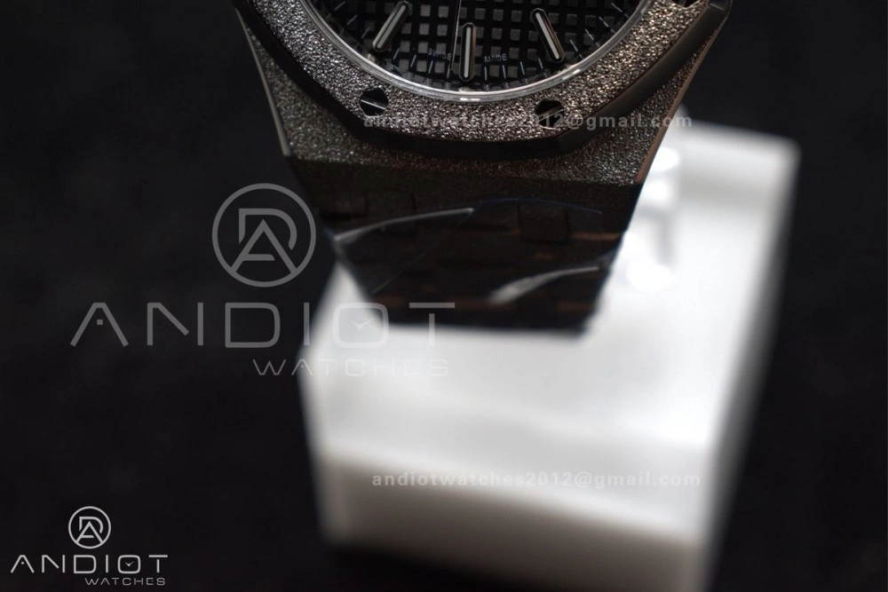 Vibrant Royal Oak 37mm 15454 Frosted SS APSF 1:1 Best Edition Black Textured Dial On SS Bracelet SA3120 Super Clone 118