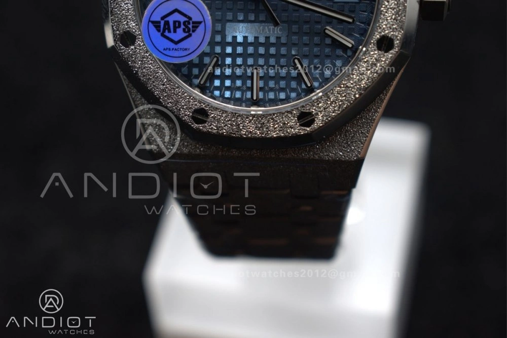 Comfortable Royal Oak 37mm 15454 Frosted SS APSF 1:1 Best Edition Blue Textured Dial On SS Bracelet SA3120 Super Clone 1028