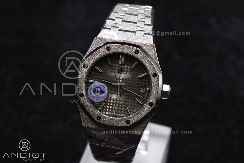 Snug Royal Oak 37mm 15454 Frosted SS APSF 1:1 Best Edition Grey Textured Dial on SS Bracelet SA3120 Super Clone 100