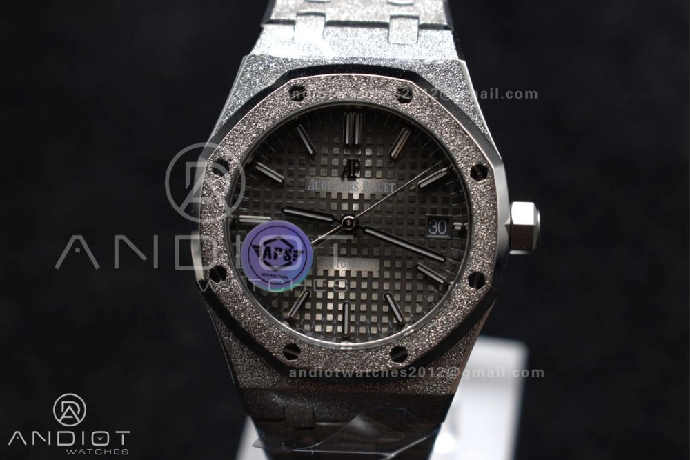 Snug Royal Oak 37mm 15454 Frosted SS APSF 1:1 Best Edition Grey Textured Dial on SS Bracelet SA3120 Super Clone 100