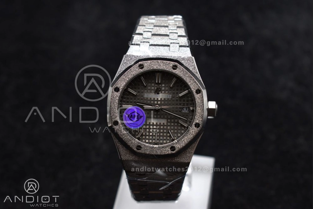 Snug Royal Oak 37mm 15454 Frosted SS APSF 1:1 Best Edition Grey Textured Dial on SS Bracelet SA3120 Super Clone 100