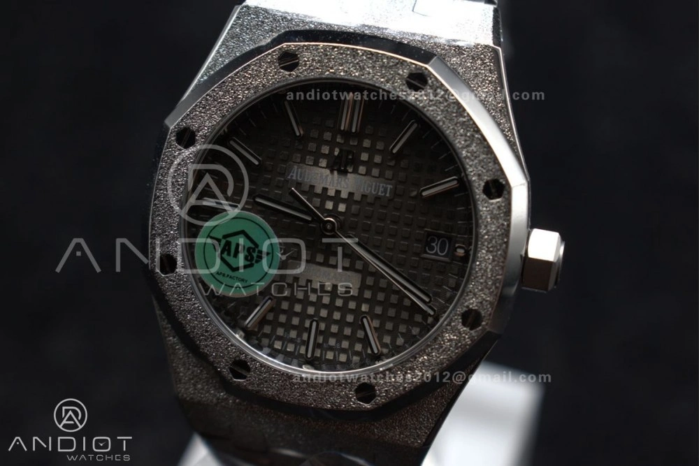 Snug Royal Oak 37mm 15454 Frosted SS APSF 1:1 Best Edition Grey Textured Dial on SS Bracelet SA3120 Super Clone 100