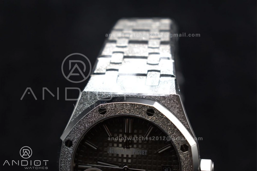 Snug Royal Oak 37mm 15454 Frosted SS APSF 1:1 Best Edition Grey Textured Dial on SS Bracelet SA3120 Super Clone 100