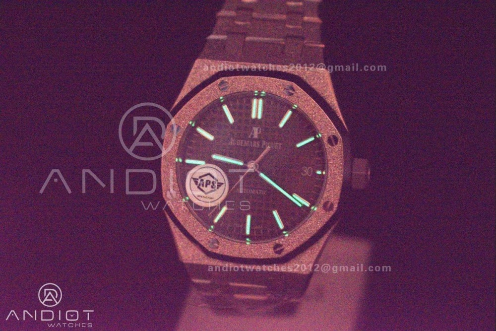 Snug Royal Oak 37mm 15454 Frosted SS APSF 1:1 Best Edition Grey Textured Dial on SS Bracelet SA3120 Super Clone 100