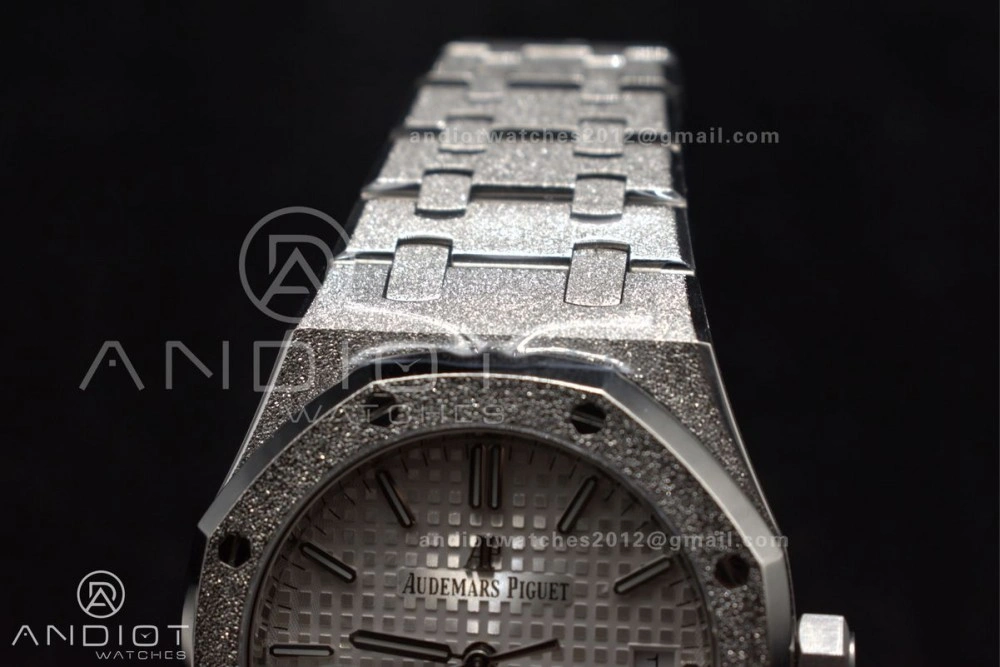 Royal Oak 37mm 15454 Frosted SS APSF 1:1 Best Edition White Textured Dial On SS Bracelet SA3120 Super Clone Neat 1033