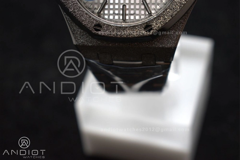 Royal Oak 37mm 15454 Frosted SS APSF 1:1 Best Edition White Textured Dial On SS Bracelet SA3120 Super Clone Neat 1033