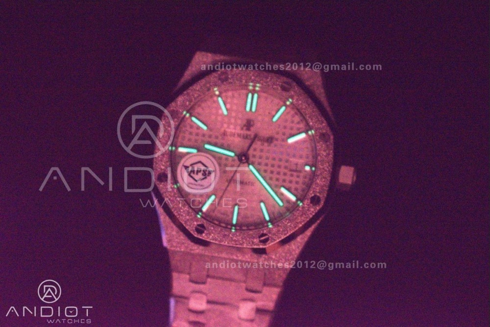 Royal Oak 37mm 15454 Frosted SS APSF 1:1 Best Edition White Textured Dial On SS Bracelet SA3120 Super Clone Neat 1033