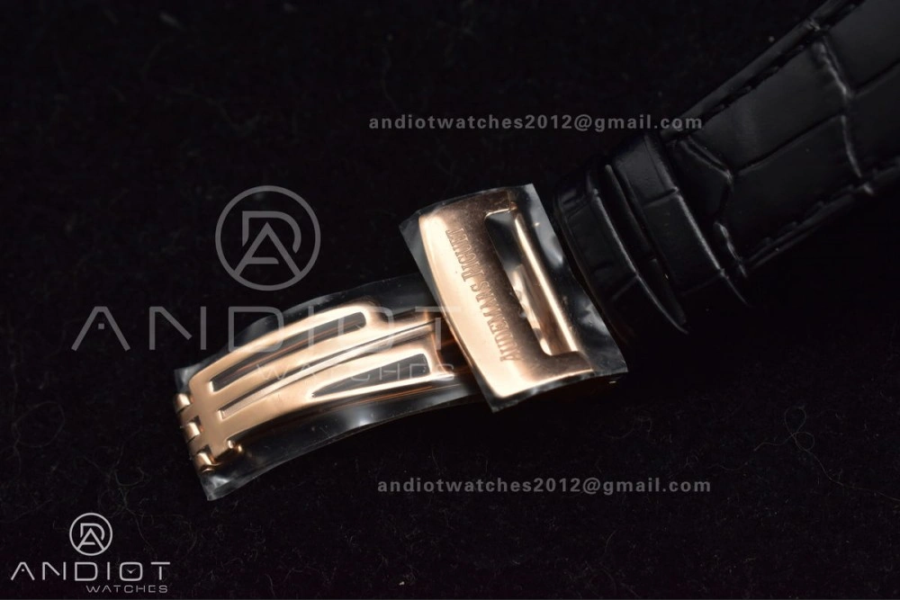 Royal Oak 41mm 15400 RG APSF 1:1 Best Edition Black Textured Dial on Black Leather Strap SA3120 Super Clone V ZeroBulk 124