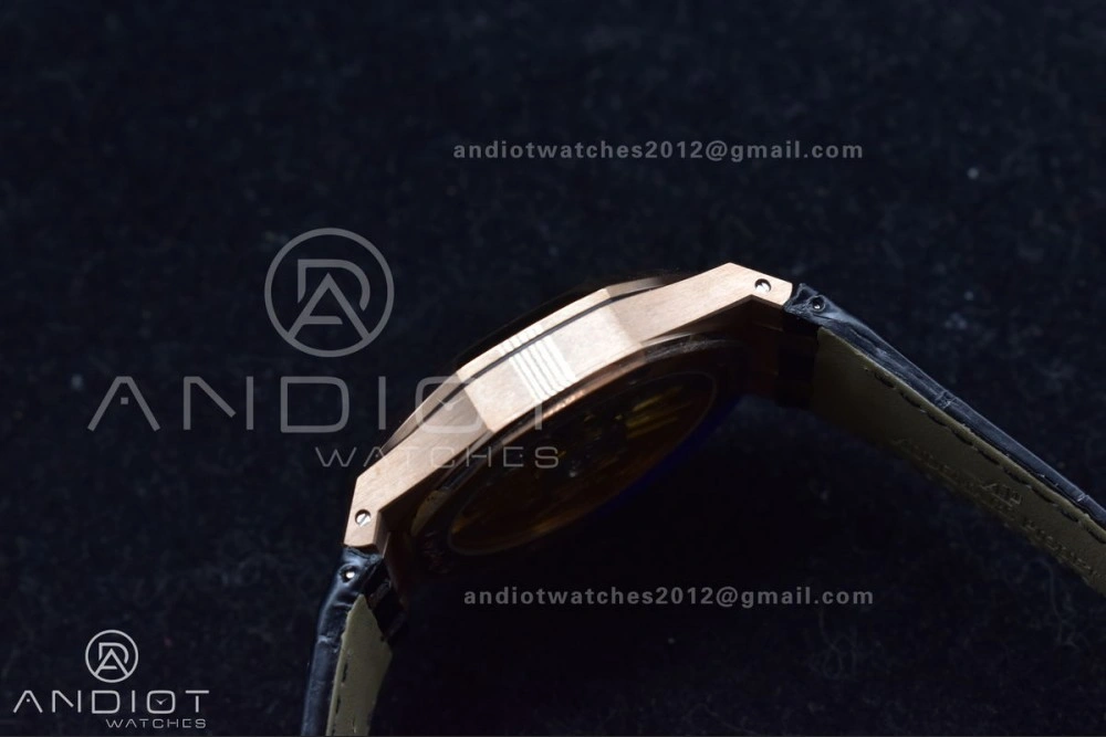 Royal Oak 41mm 15400 RG APSF 1:1 Best Edition Black Textured Dial on Black Leather Strap SA3120 Super Clone V ZeroBulk 124