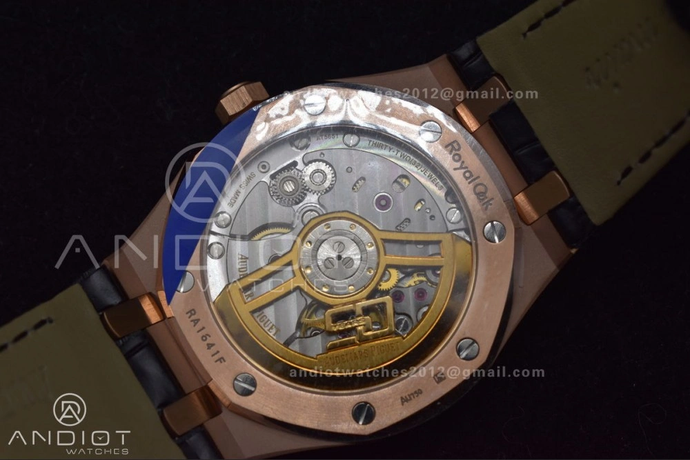Royal Oak 41mm 15400 RG APSF 1:1 Best Edition Black Textured Dial on Black Leather Strap SA3120 Super Clone V ZeroBulk 124