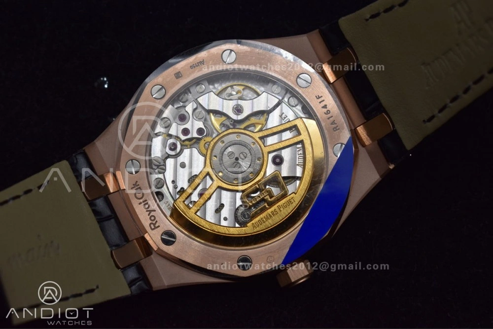 Royal Oak 41mm 15400 RG APSF 1:1 Best Edition Black Textured Dial on Black Leather Strap SA3120 Super Clone V ZeroBulk 124