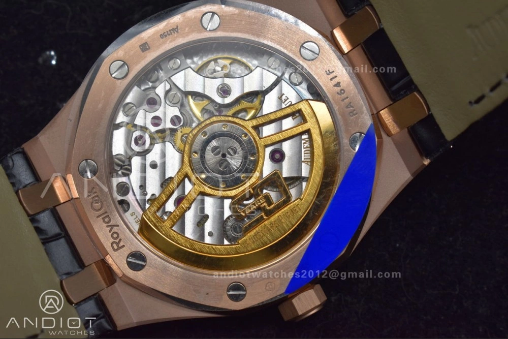Royal Oak 41mm 15400 RG APSF 1:1 Best Edition Black Textured Dial on Black Leather Strap SA3120 Super Clone V ZeroBulk 124