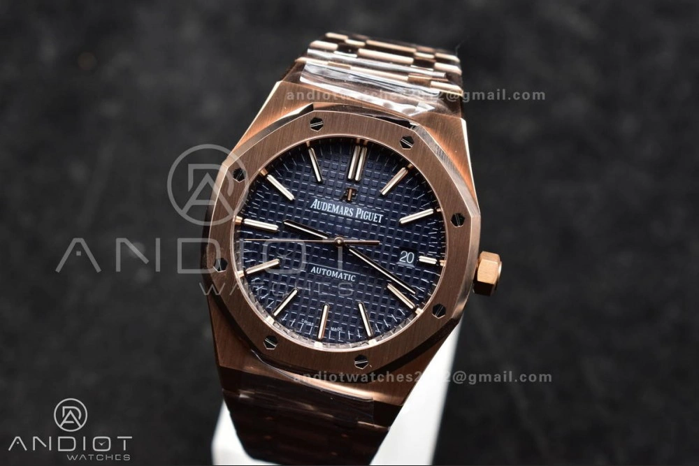 Bold Royal Oak 41mm 15400 RG APSF 1:1 Best Edition Blue Textured Dial on RG Bracelet SA3120 Super Clone V 126