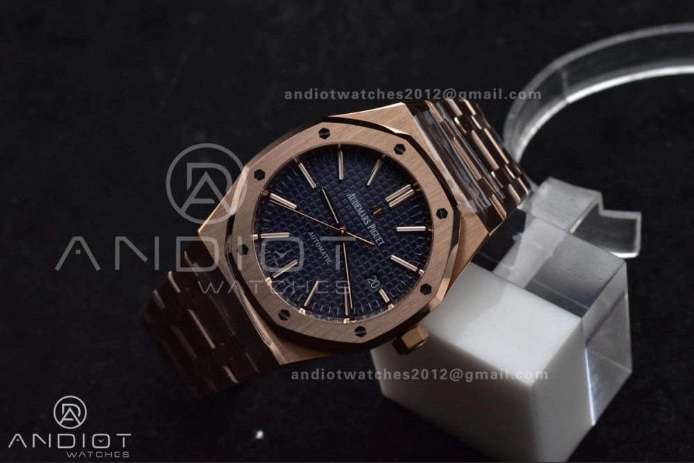 Bold Royal Oak 41mm 15400 RG APSF 1:1 Best Edition Blue Textured Dial on RG Bracelet SA3120 Super Clone V 126