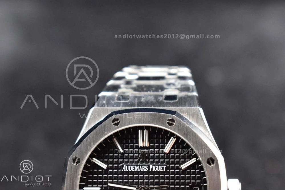 Chic Royal Oak 41mm 15500 SS APSF 1:1 Best Edition Black Textured Dial on SS Bracelet A4302 Super Clone 443