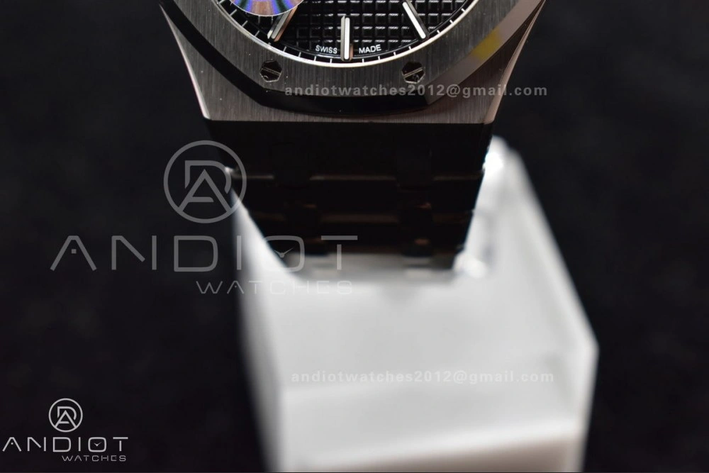 Chic Royal Oak 41mm 15500 SS APSF 1:1 Best Edition Black Textured Dial on SS Bracelet A4302 Super Clone 443