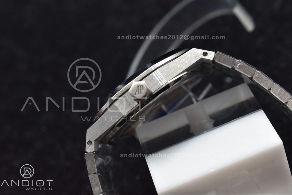 Chic Royal Oak 41mm 15500 SS APSF 1:1 Best Edition Black Textured Dial on SS Bracelet A4302 Super Clone 443