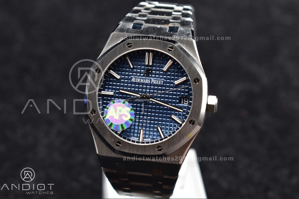 Resilient Royal Oak 41mm 15500 SS APSF 1:1 Best Edition Blue Textured Dial on SS Bracelet A4302 Super Clone 445