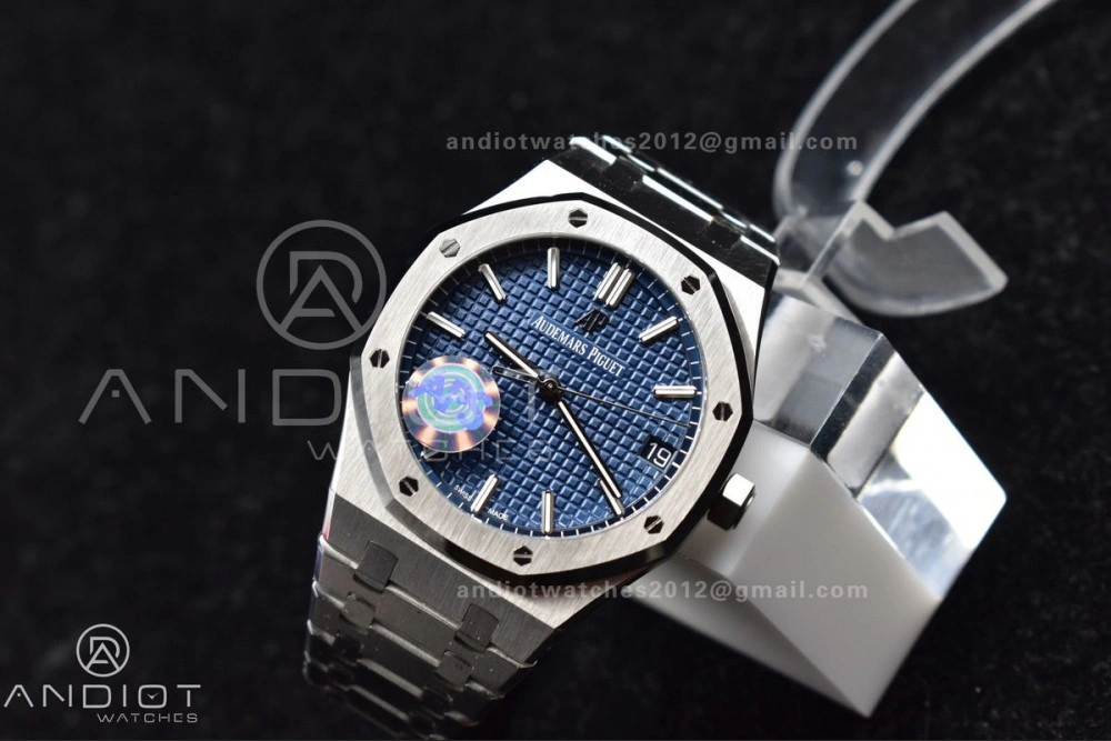 Durable Royal Oak 41mm 15500 SS APSF 1:1 Best Edition Blue Textured Dial on SS Bracelet A4302 Super Clone 104