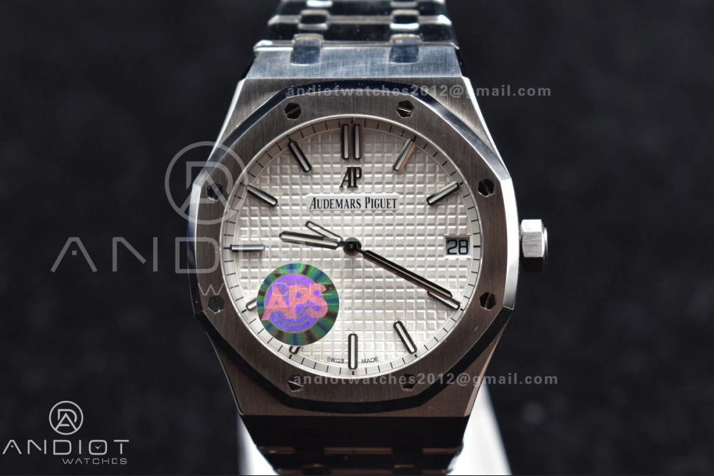 Royal Oak 41mm 15500 SS APSF 1:1 Best Edition White Textured Dial on SS Bracelet A4302 Super Clone WrinkleFree 125