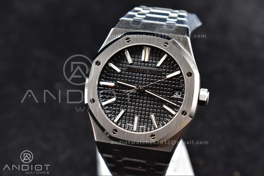 Royal Oak 41mm 15510 "50th Anniversary" SS ZF 1:1 Best Edition Black Textured Dial On SS Bracelet A Affordable 114