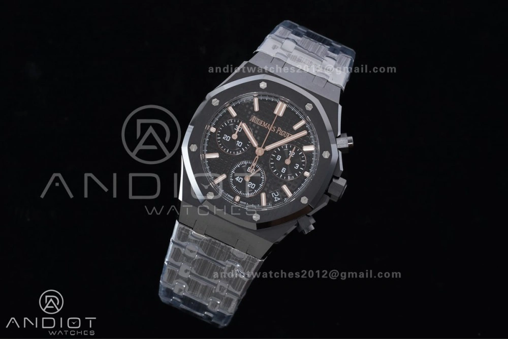 Royal Oak Chrono 26240 Black Ceramic APSF 1:1 Best Edition on Ceramic Bracelet SA4401 Super Clone Lightweight 149