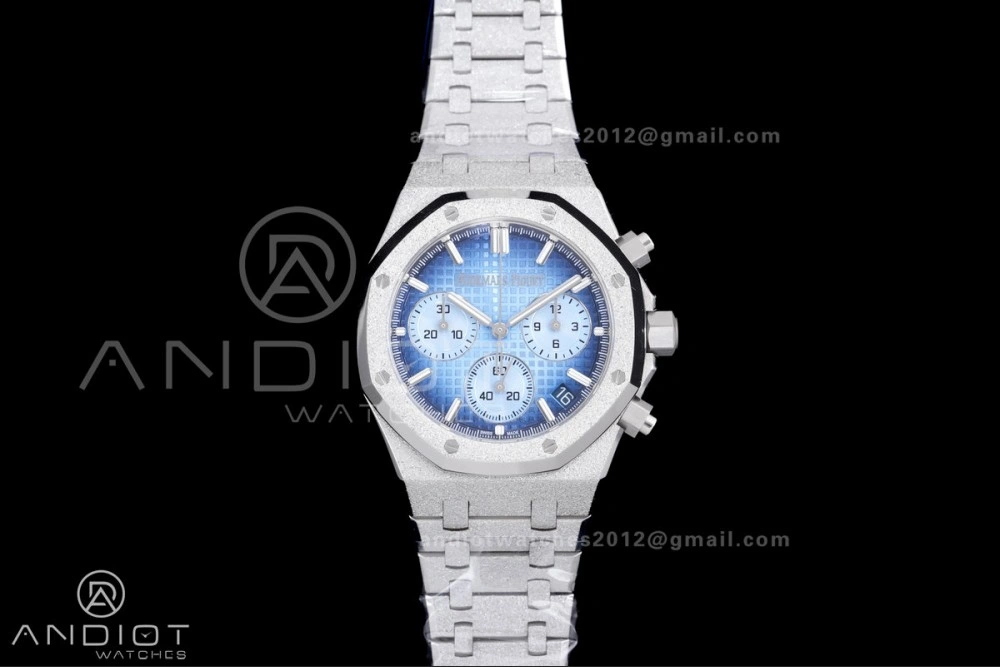 Royal Oak Chrono 26240 Frosted SS APSF 1:1 Best Edition Ice Blue Dial on Bracelet SA4401 Super Clone TimelessDesign 143