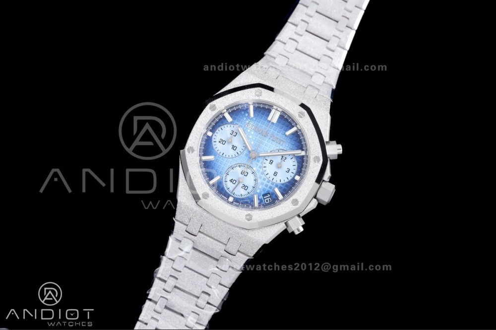 Royal Oak Chrono 26240 Frosted SS APSF 1:1 Best Edition Ice Blue Dial on Bracelet SA4401 Super Clone TimelessDesign 143