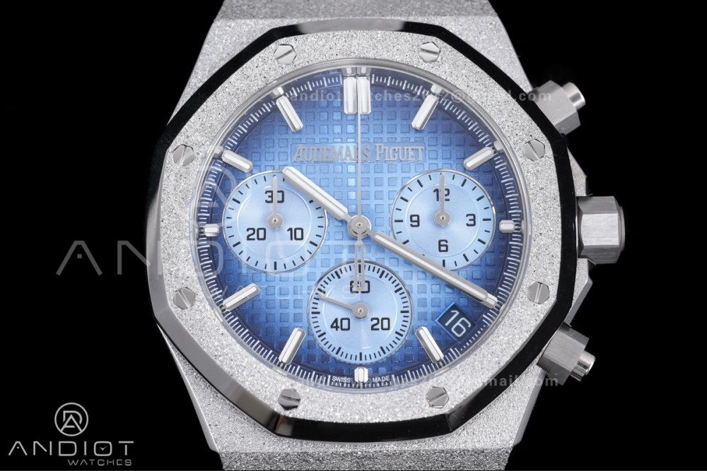 Royal Oak Chrono 26240 Frosted SS APSF 1:1 Best Edition Ice Blue Dial on Bracelet SA4401 Super Clone TimelessDesign 143