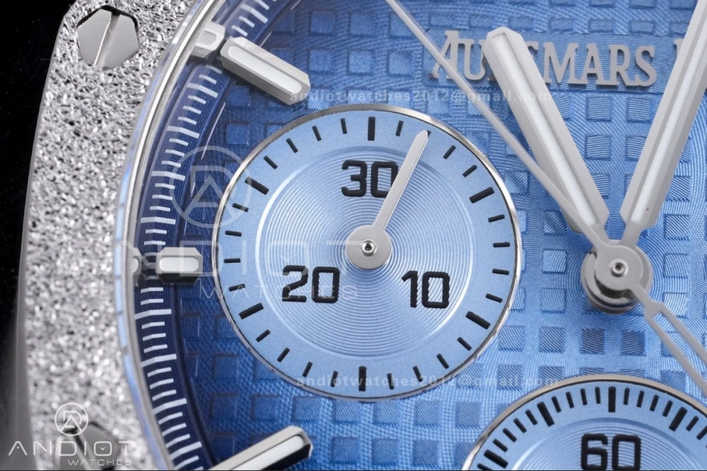 Royal Oak Chrono 26240 Frosted SS APSF 1:1 Best Edition Ice Blue Dial on Bracelet SA4401 Super Clone TimelessDesign 143
