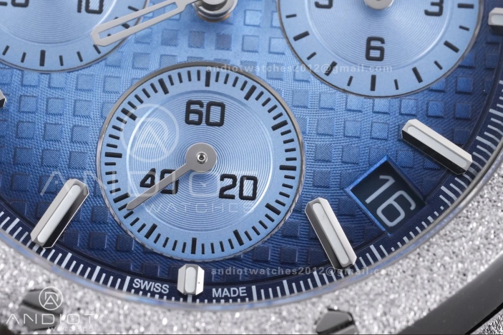 Royal Oak Chrono 26240 Frosted SS APSF 1:1 Best Edition Ice Blue Dial on Bracelet SA4401 Super Clone TimelessDesign 143