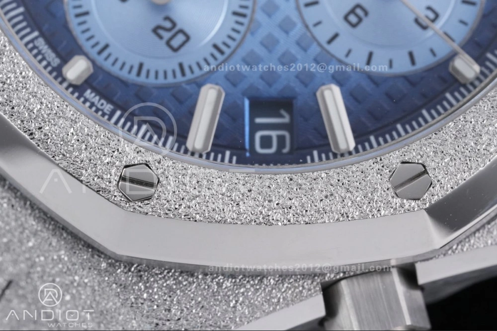 Royal Oak Chrono 26240 Frosted SS APSF 1:1 Best Edition Ice Blue Dial on Bracelet SA4401 Super Clone TimelessDesign 143