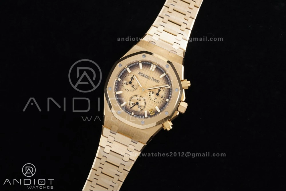 Snug Royal Oak Chrono 26240 Frosted YG APSF 1:1 Best Edition YG Faded Dial on Bracelet SA4401 Super Clone 147